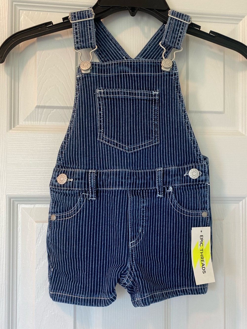 Epic Threads Blue Pinstripe Denim Shortalls for Kids 2T